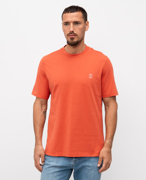 Brunello Cucinelli Orange T-shirt with logo emblem print M0B138440