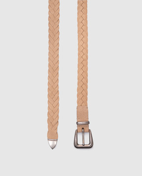 Brunello Cucinelli Beige suede braided belt M0GORC268