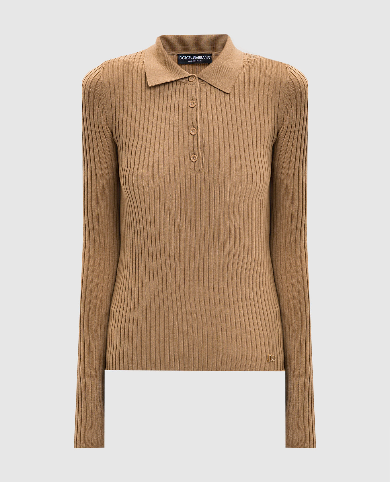 

Brown ribbed wool polo shirt Dolce&Gabbana