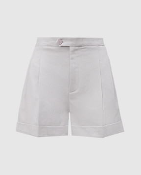 Twinset Purple linen shorts with logo emblem 251TP2764