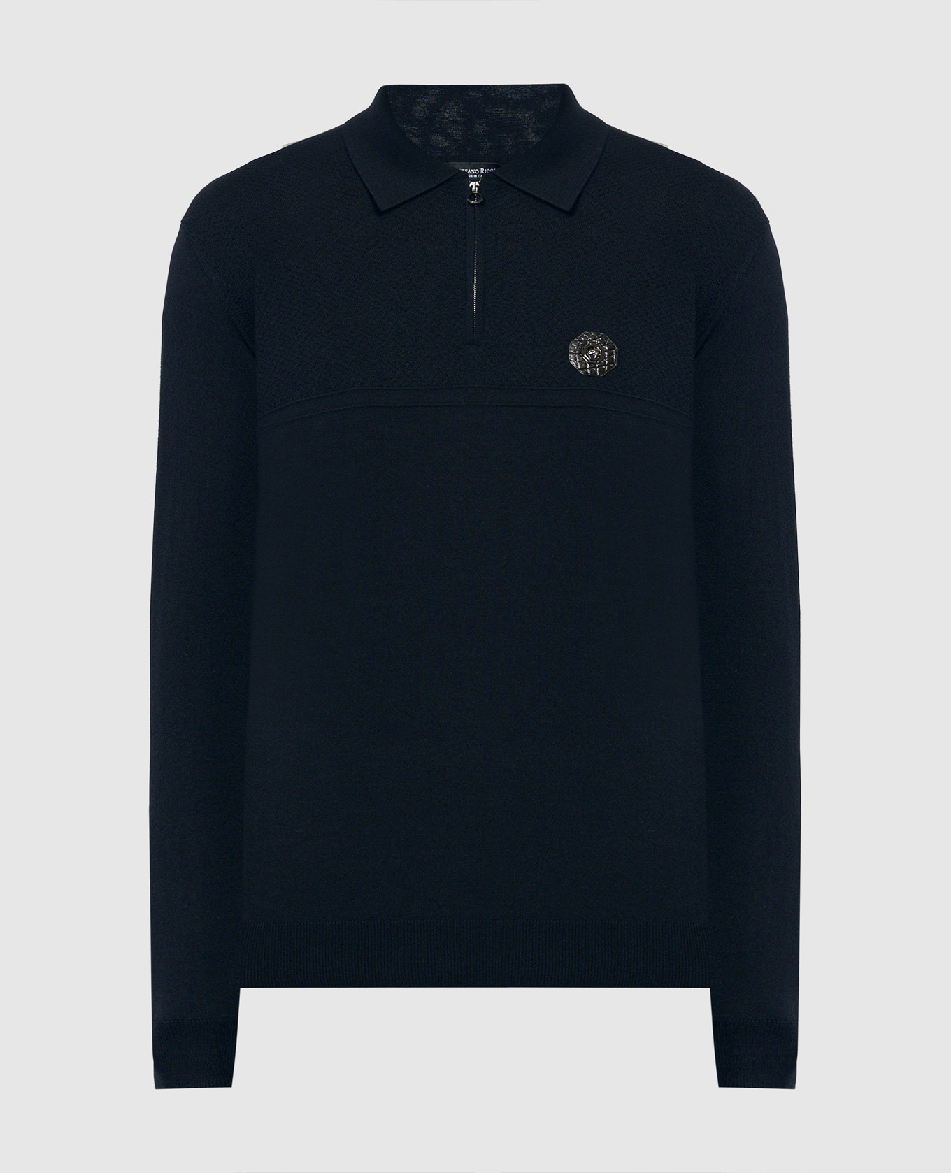 

Blue wool polo with eagle head logo Stefano Ricci