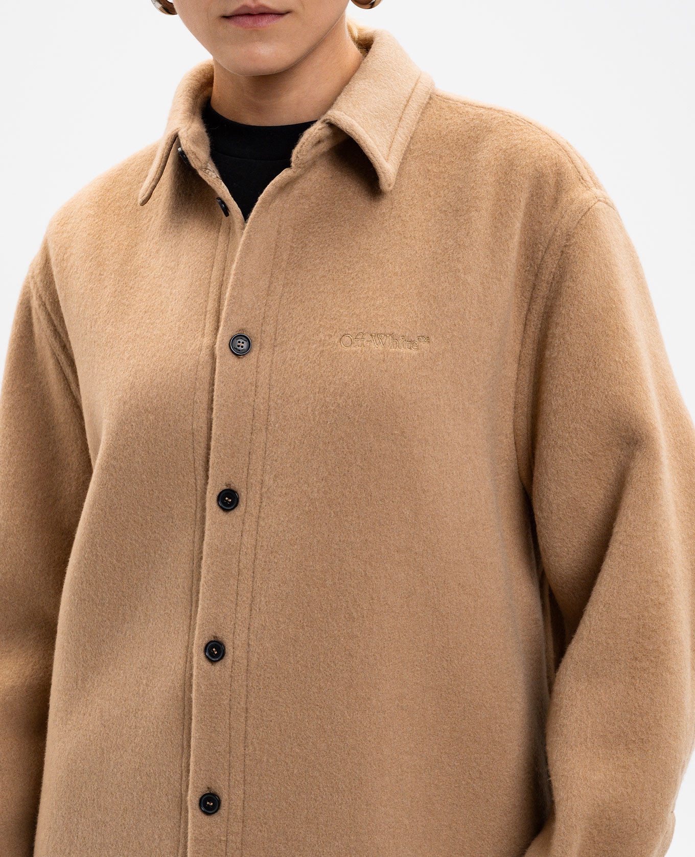 

Beige cashmere insulated shirt with logo Off-White