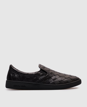Bottega Veneta Black Intrecciato leather slip-ons 775320V3HB0