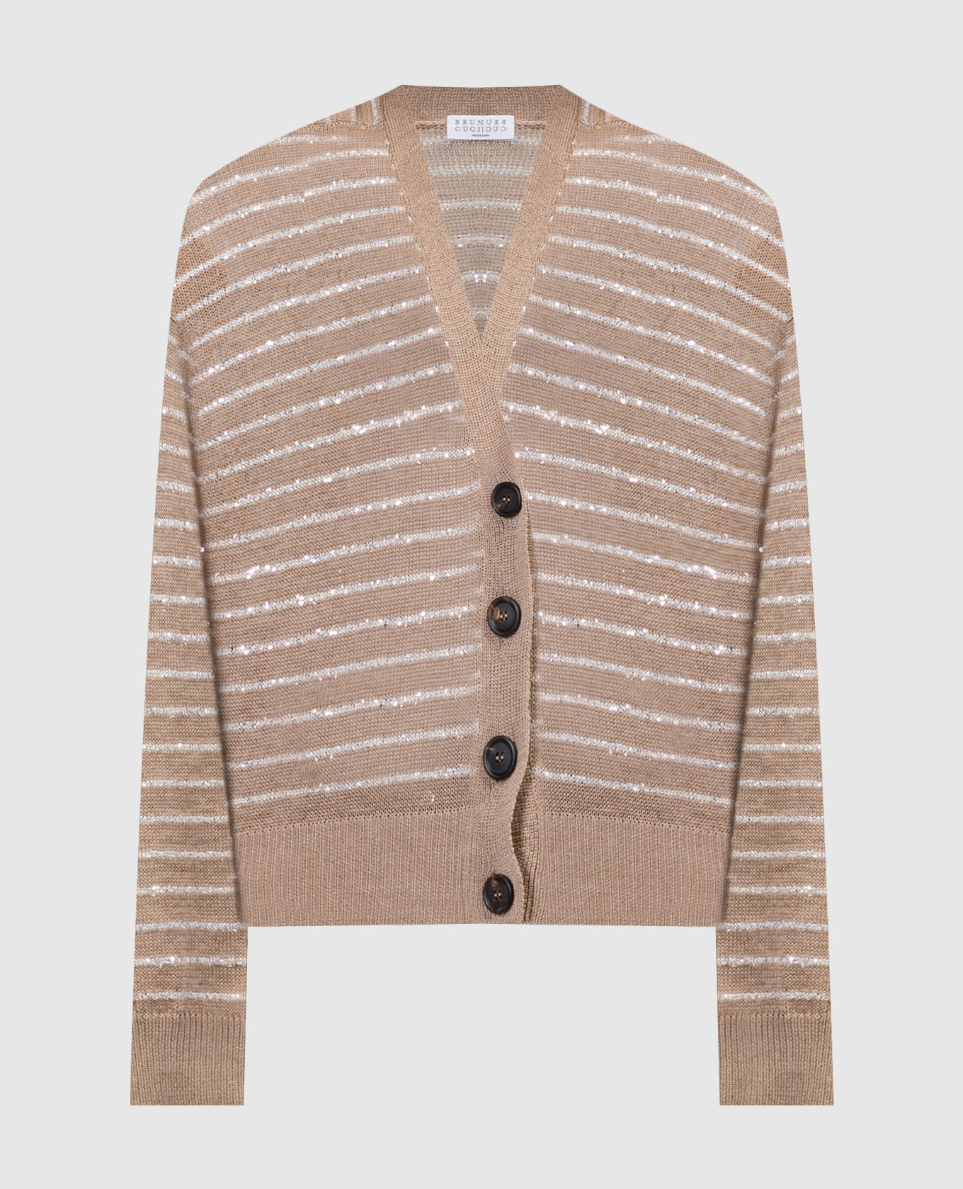 

Brown striped cardigan with sequins Brunello Cucinelli, Коричневый