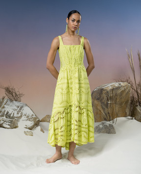 Charo Ruiz Nyssi yellow shirt dress with broderie embroidery 243620