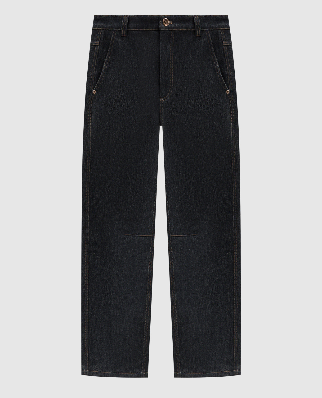 

Blue jeans with leather logo Brunello Cucinelli