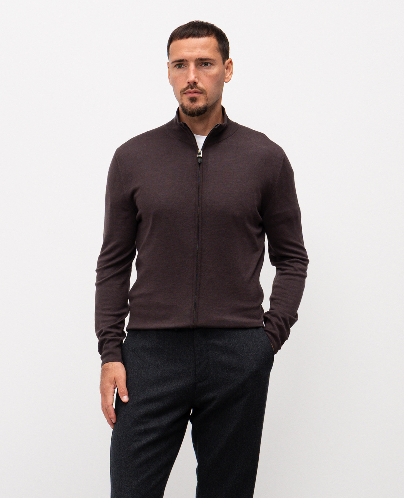 

Brown wool cardigan Canali