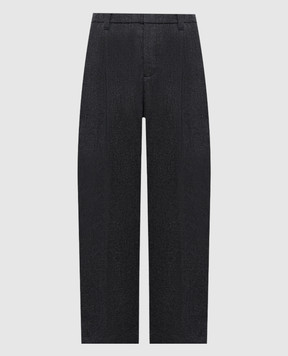 Brunello Cucinelli Gray Baggy Wool and Cashmere Pants MD588P8632