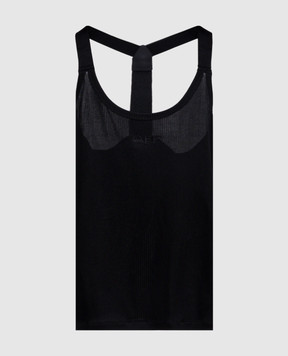 Off-White Black ribbed top with logo OWAD25SS25JER001