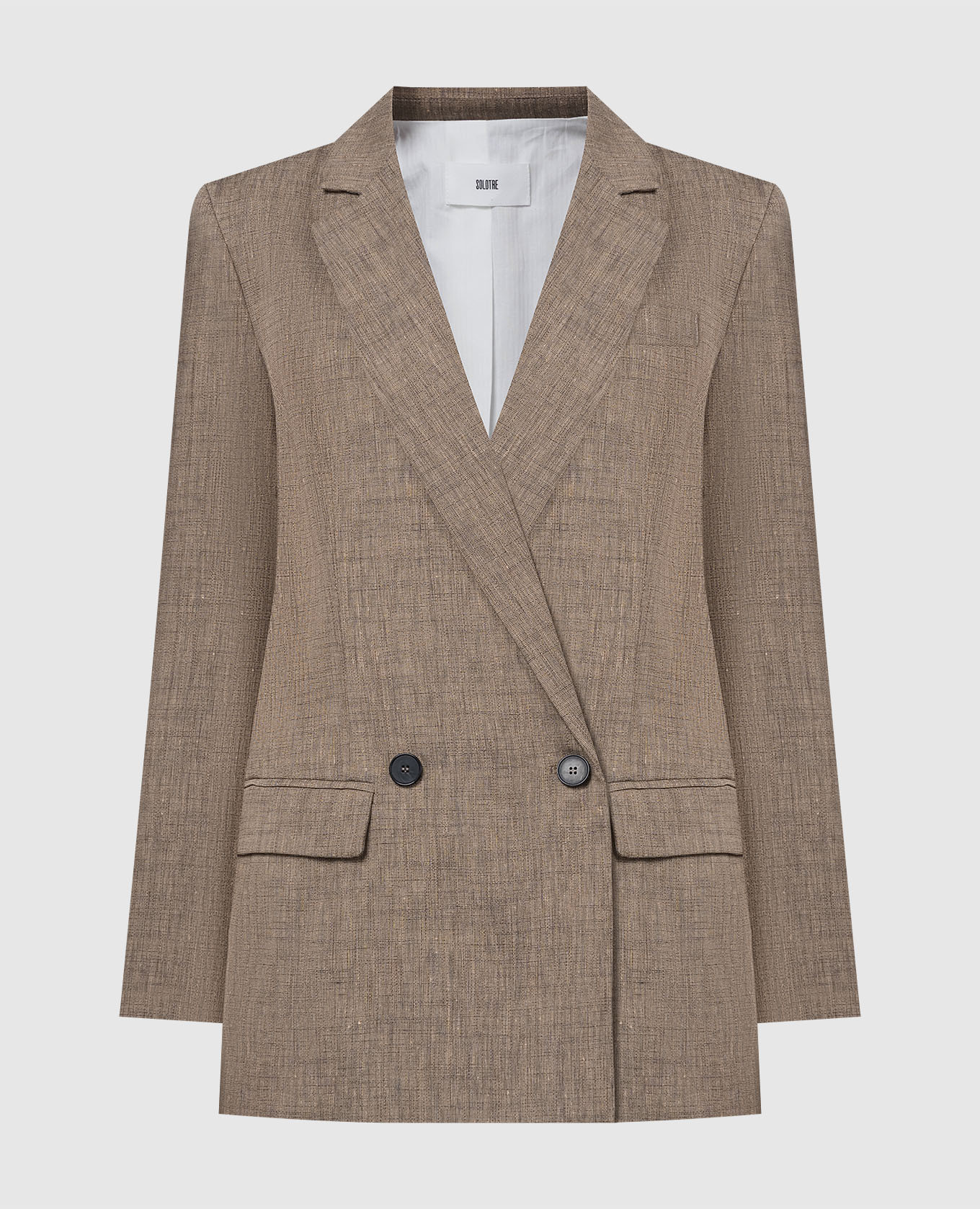 

Brown double-breasted jacket with linen Solotre