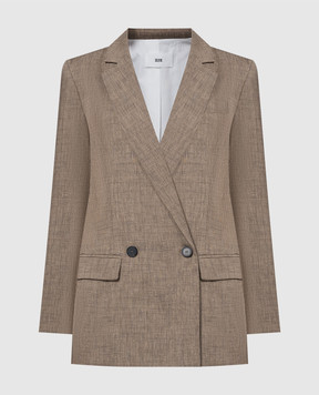 Solotre Brown double-breasted jacket with linen M1B0011