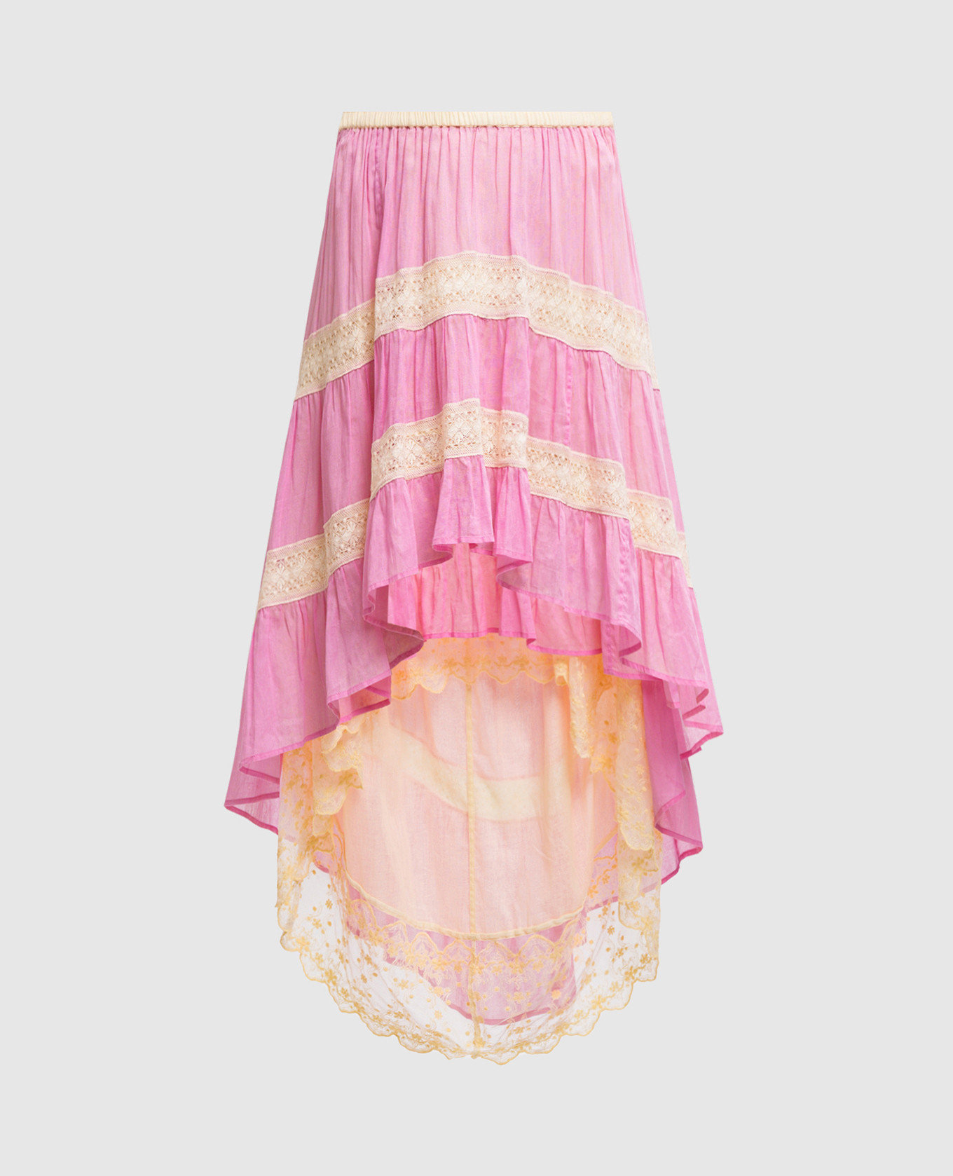 

Pink ruffled skirt with lace BP56