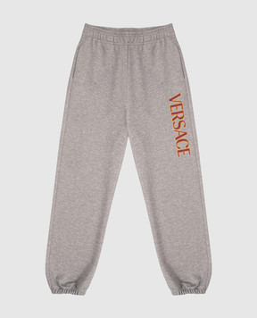 Versace Kids' grey joggers with logo 10183411A14889
