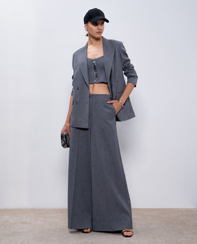 Twinset Gray bustier top with logo 242AM2044