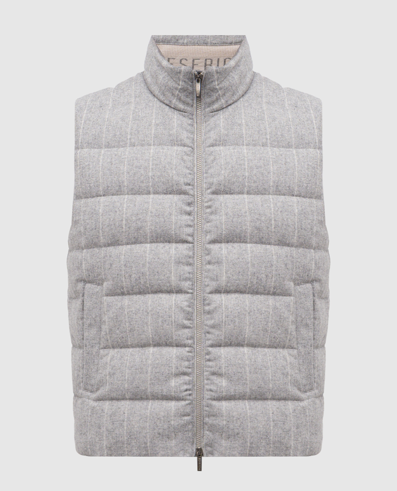 

Grey down vest with striped wool Peserico