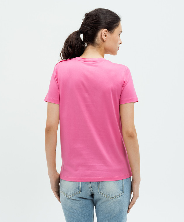 Balmain - Pink t-shirt with logo print BF1EF005BB02 - shop