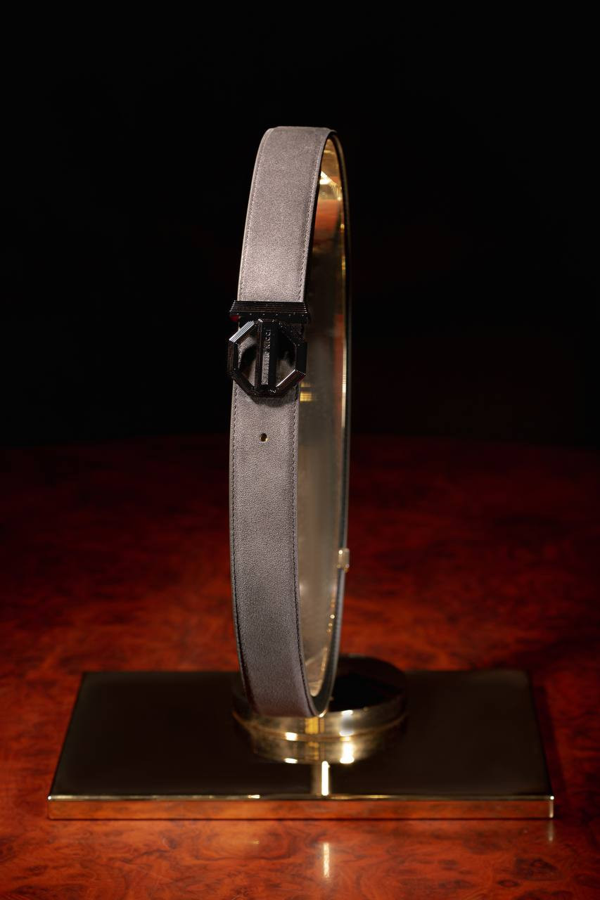 

Khaki suede belt with logo Stefano Ricci