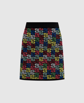 Balmain Black monogram patterned mini skirt DF1LB004KG80
