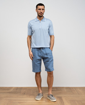 Cashmere&Whiskey Blue linen polo shirt MU9952318455R