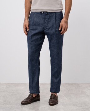MooRER Blue pants ANTON with linen ANTONFSW