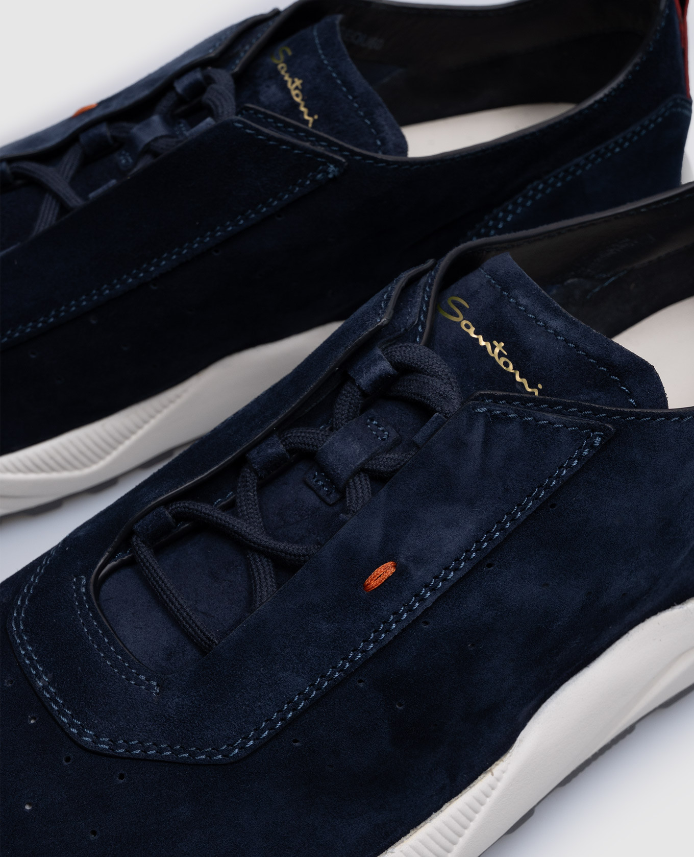 

Blue suede sneakers with logo print Santoni