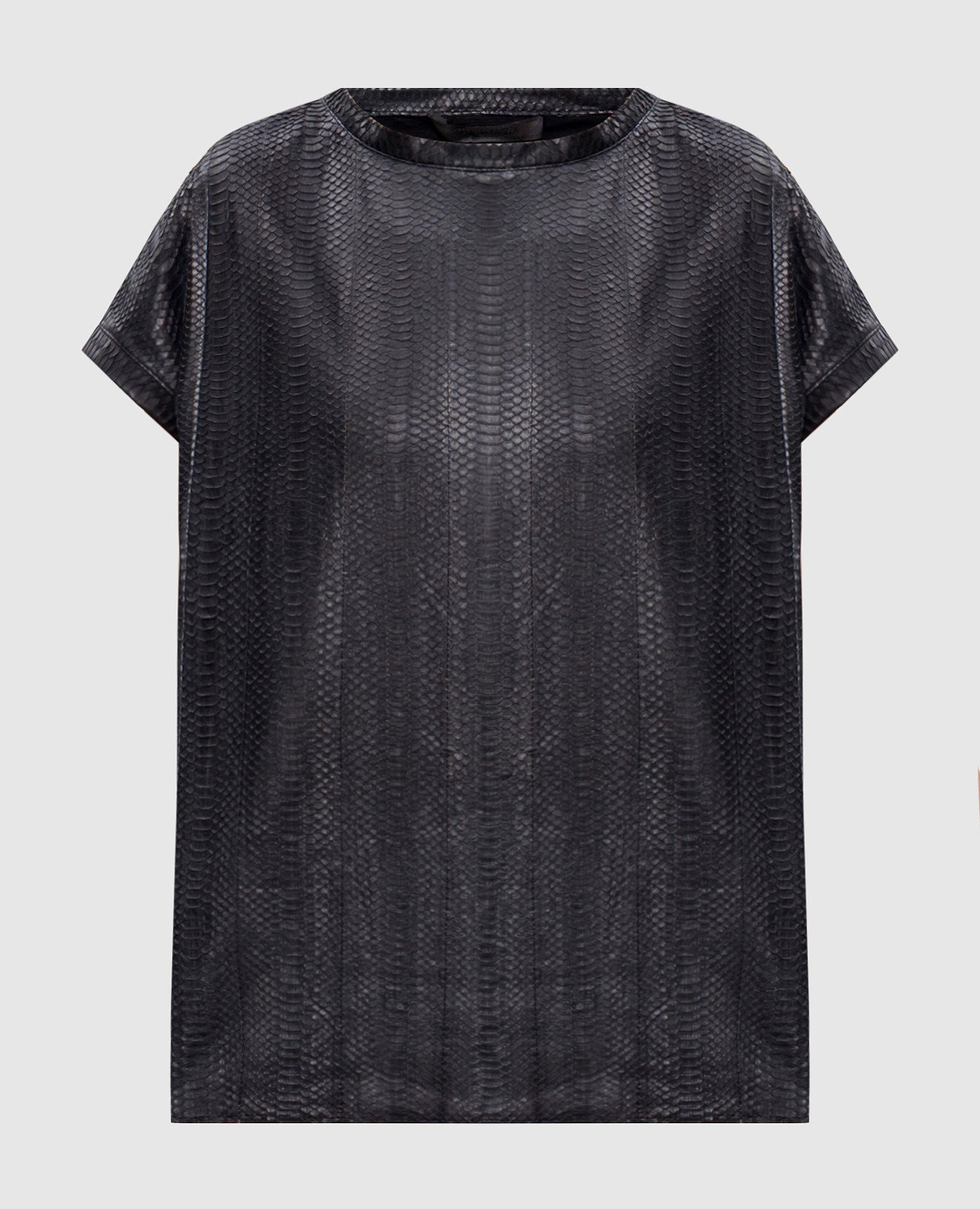 

Black leather top with reptile leather embossing Simonetta Ravizza, Brown