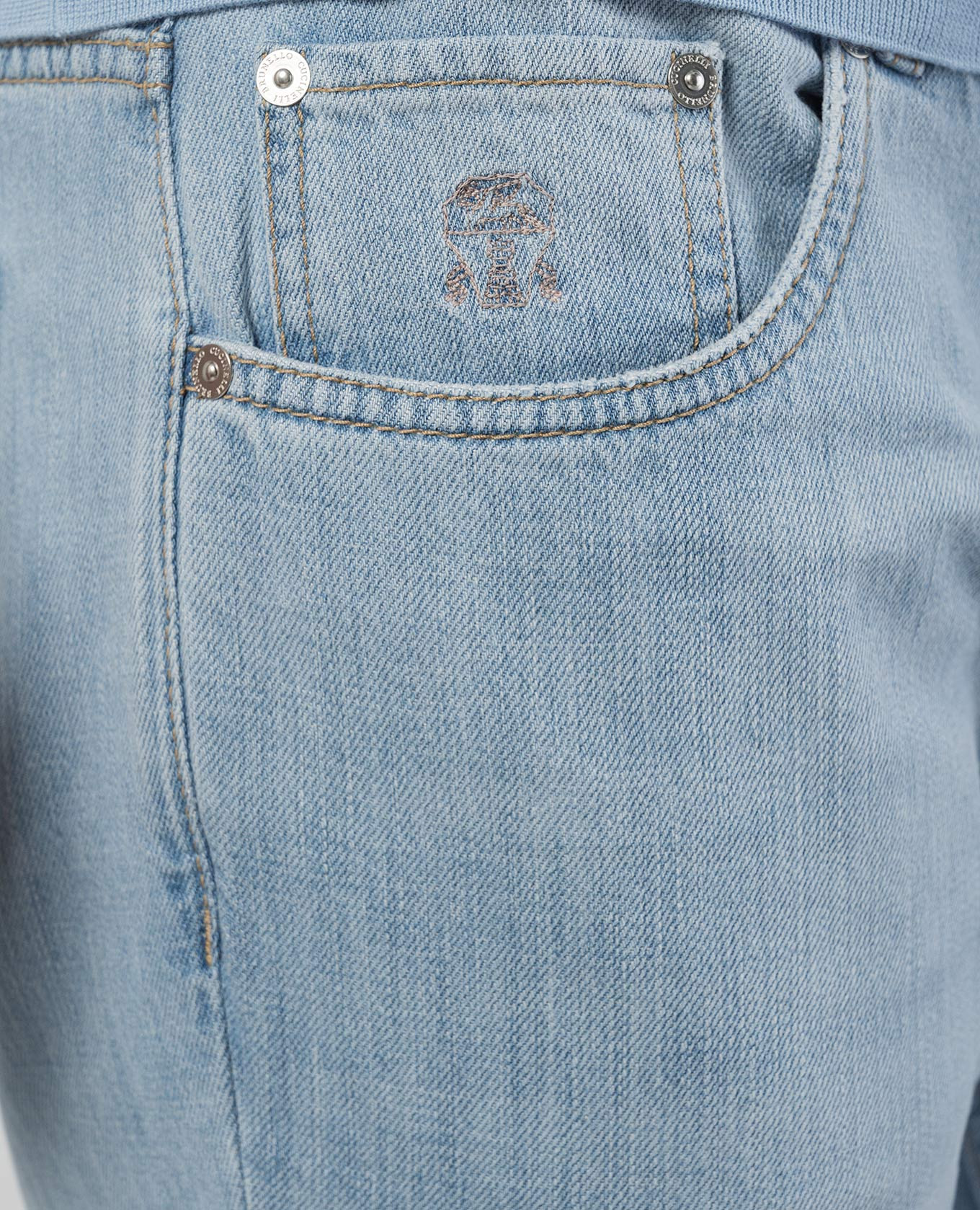 

Blue jeans with logo patch Brunello Cucinelli, Light blue