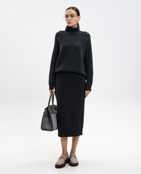 Peserico Gray wool and silk midi skirt with lurex S95029F0709095