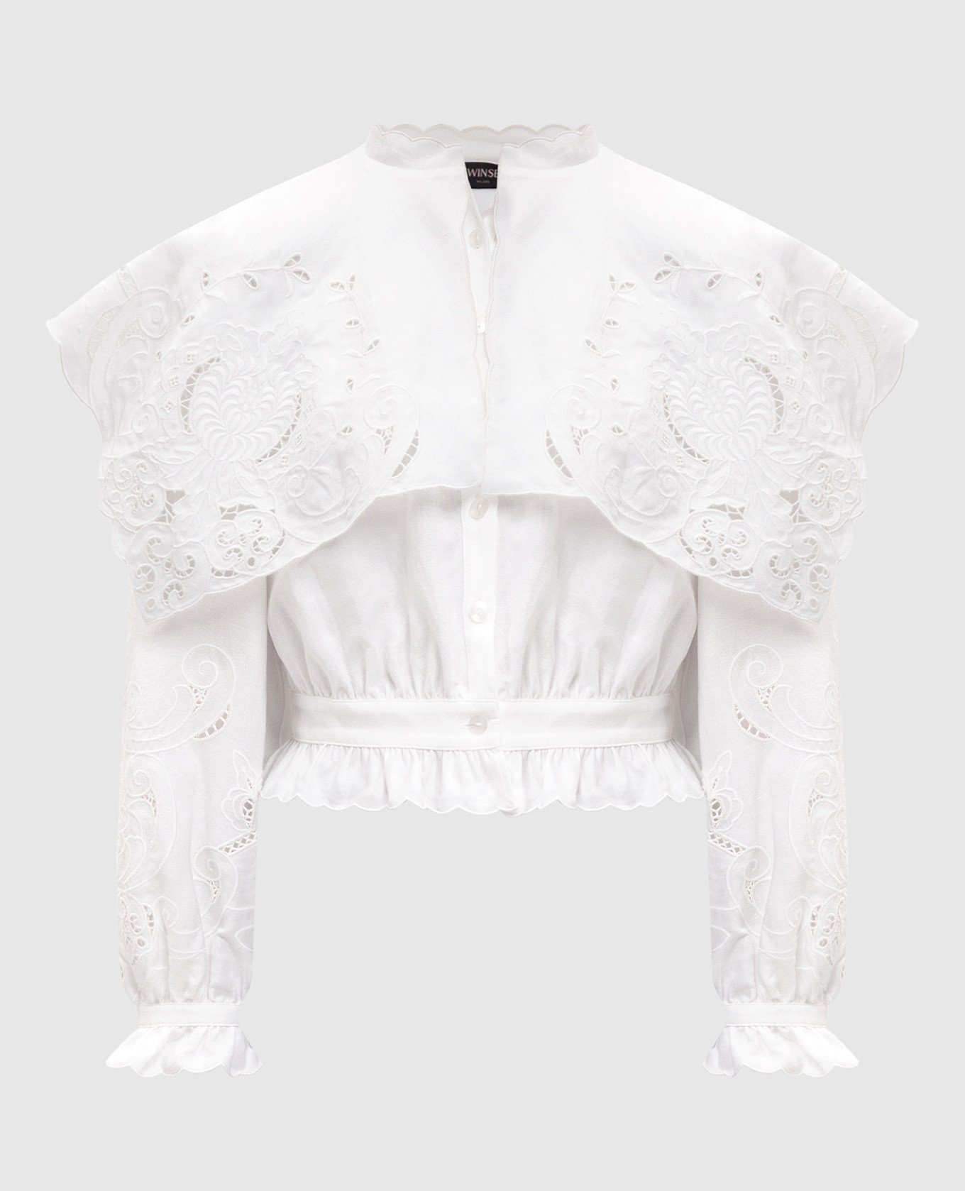

Elba white linen blouse with broderie embroidery Twinset