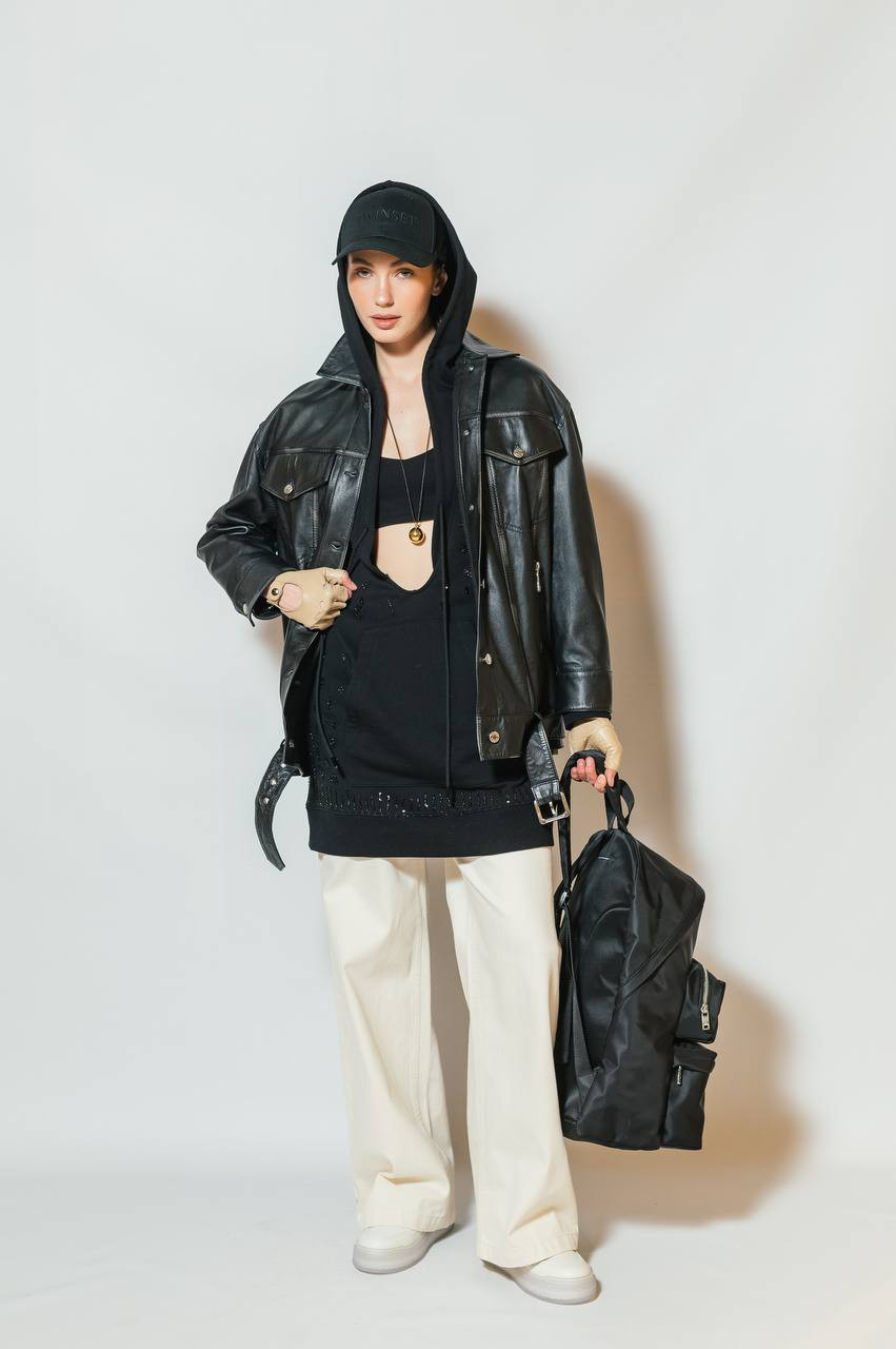 

Black leather jacket BEGONIA Max & Co