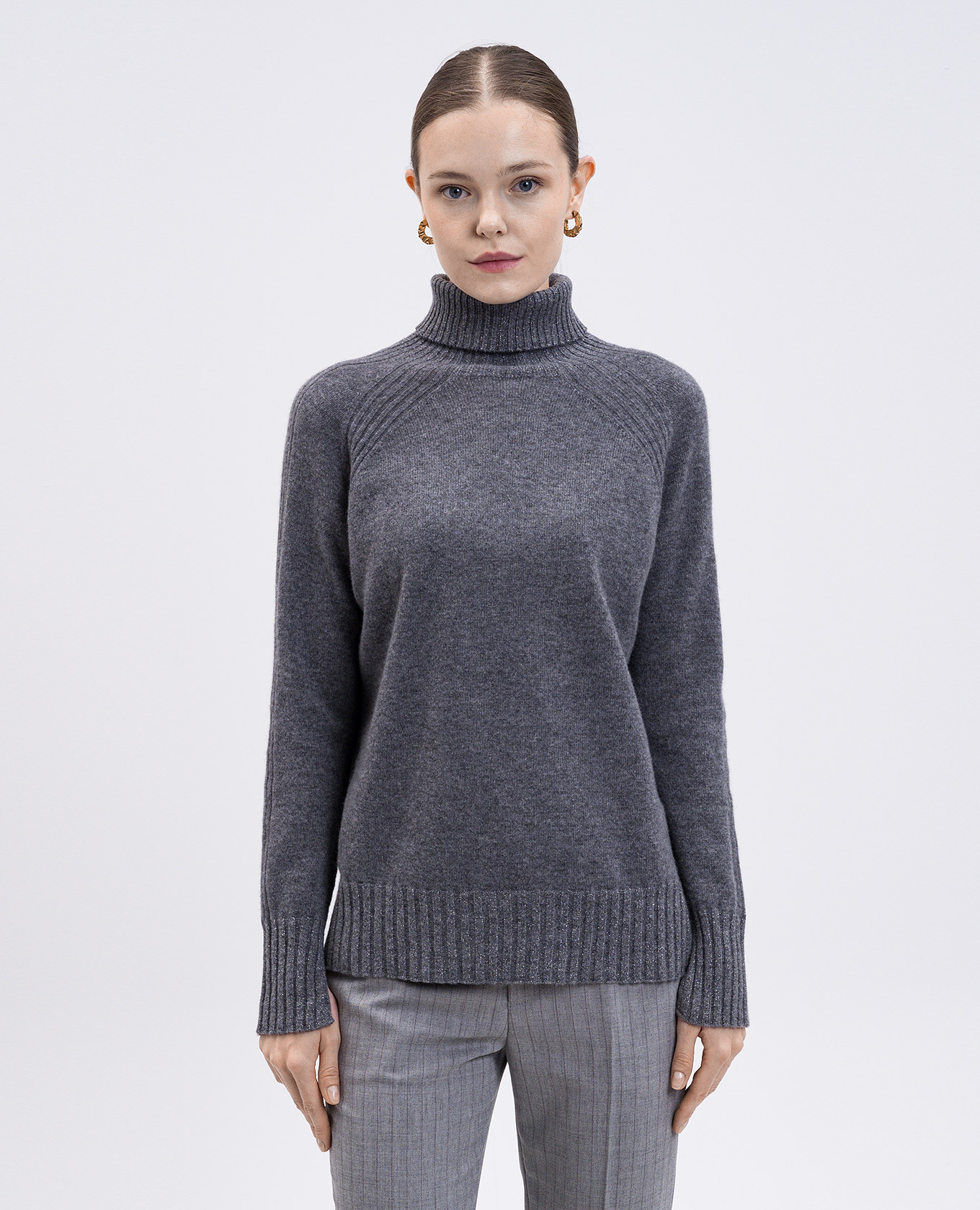 

Gray wool and cashmere sweater with lurex Twinset, Grey