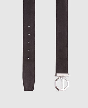 Stefano Ricci Gray suede belt with metal logo N381SDC554P