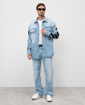 Off-White Blue denim shirt Diagonal Fresco OMYD05HS25DEN001