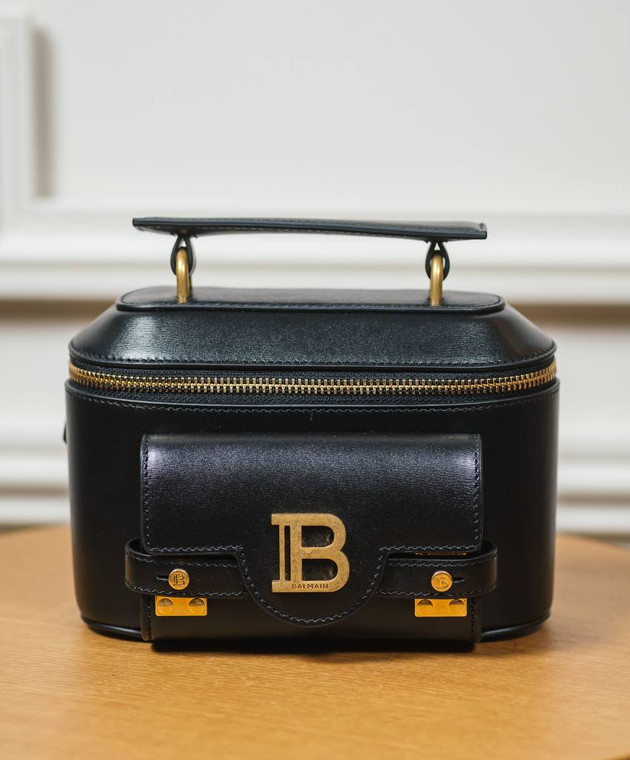 Balmain - Black leather bag with monogram logo EN1BH952LSLX - shop