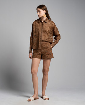 Max Mara Brown shorts EDMOND with openwork embroidery EDMOND
