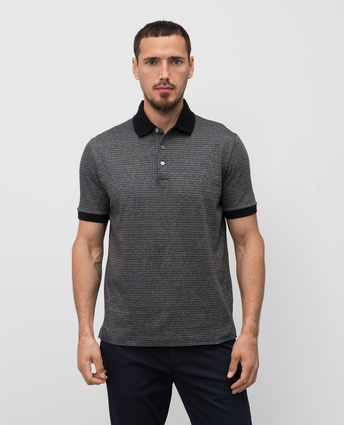

Gray polo shirt with pattern Canali, Grey