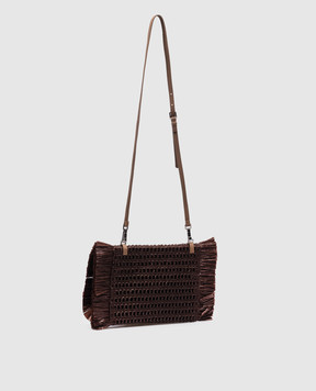 Peserico Brown clutch with monil chain S38305C0RCC014