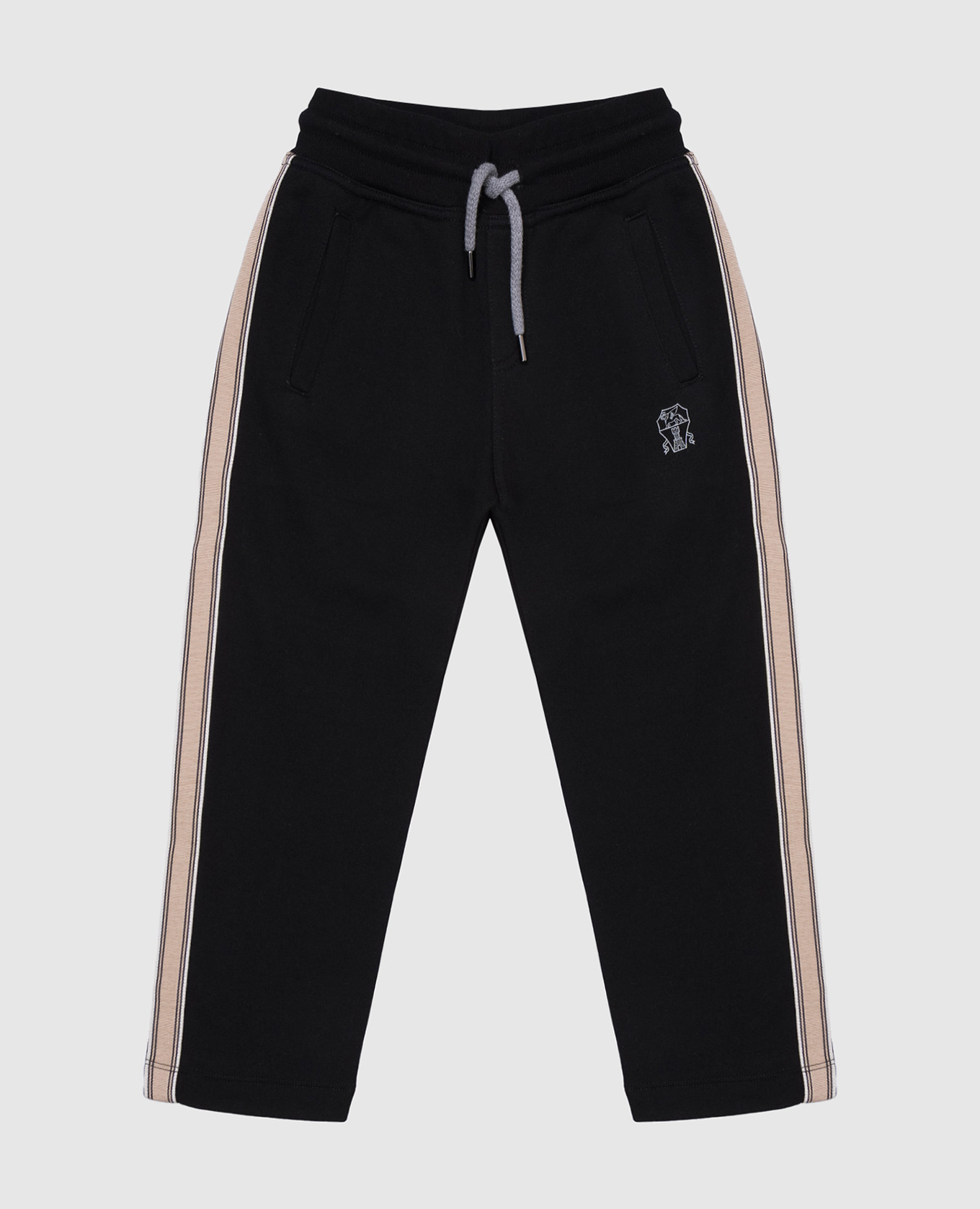 Children's black sports pants with a logo brunello cucinelli