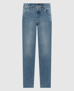 Brunello Cucinelli Blue distressed jeans with logo patch M283PD3210