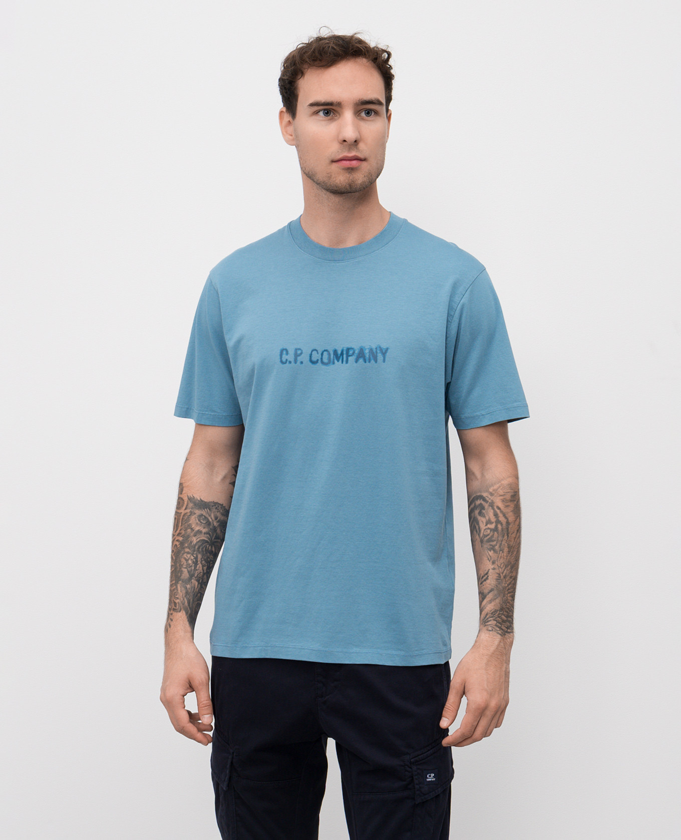 

Blue T-shirt with logo print C.P. Company, Light blue