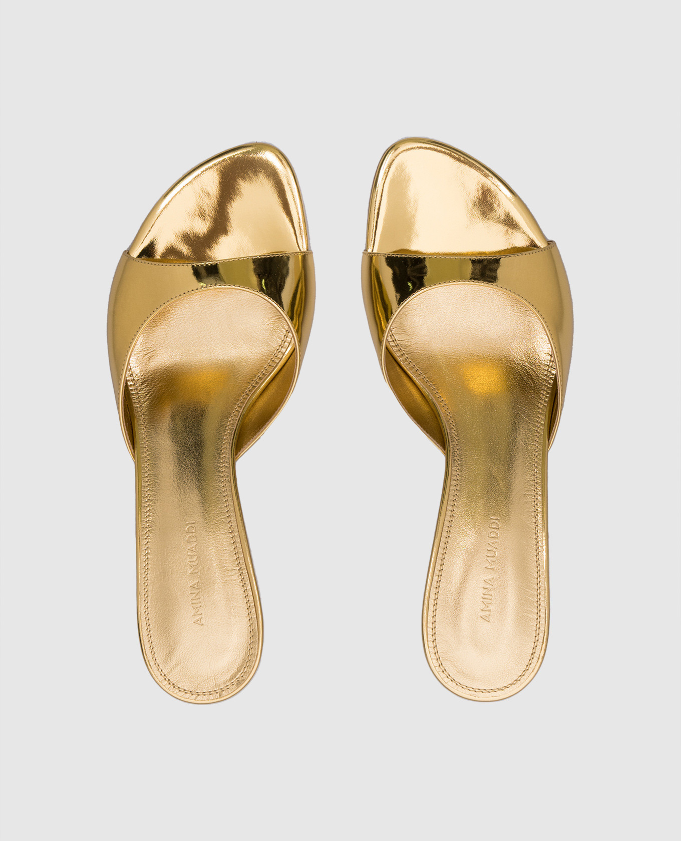 

Jeanne gold leather mules Amina Muaddi, Golden