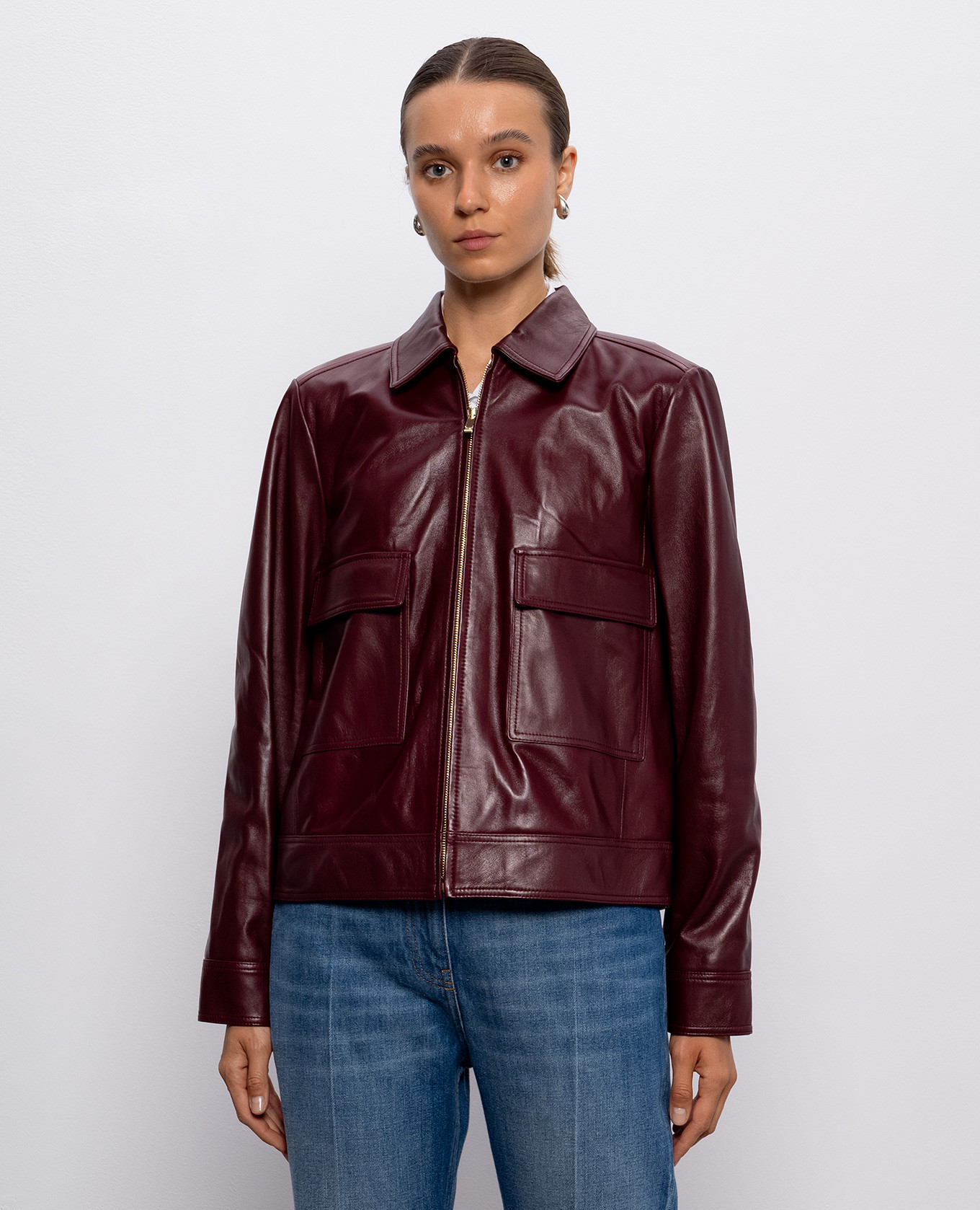 

Burgundy leather jacket NEPET Max Mara