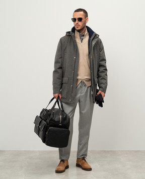 Brunello Cucinelli Gray shirt in a geometric pattern with a curly bottom MY6341718