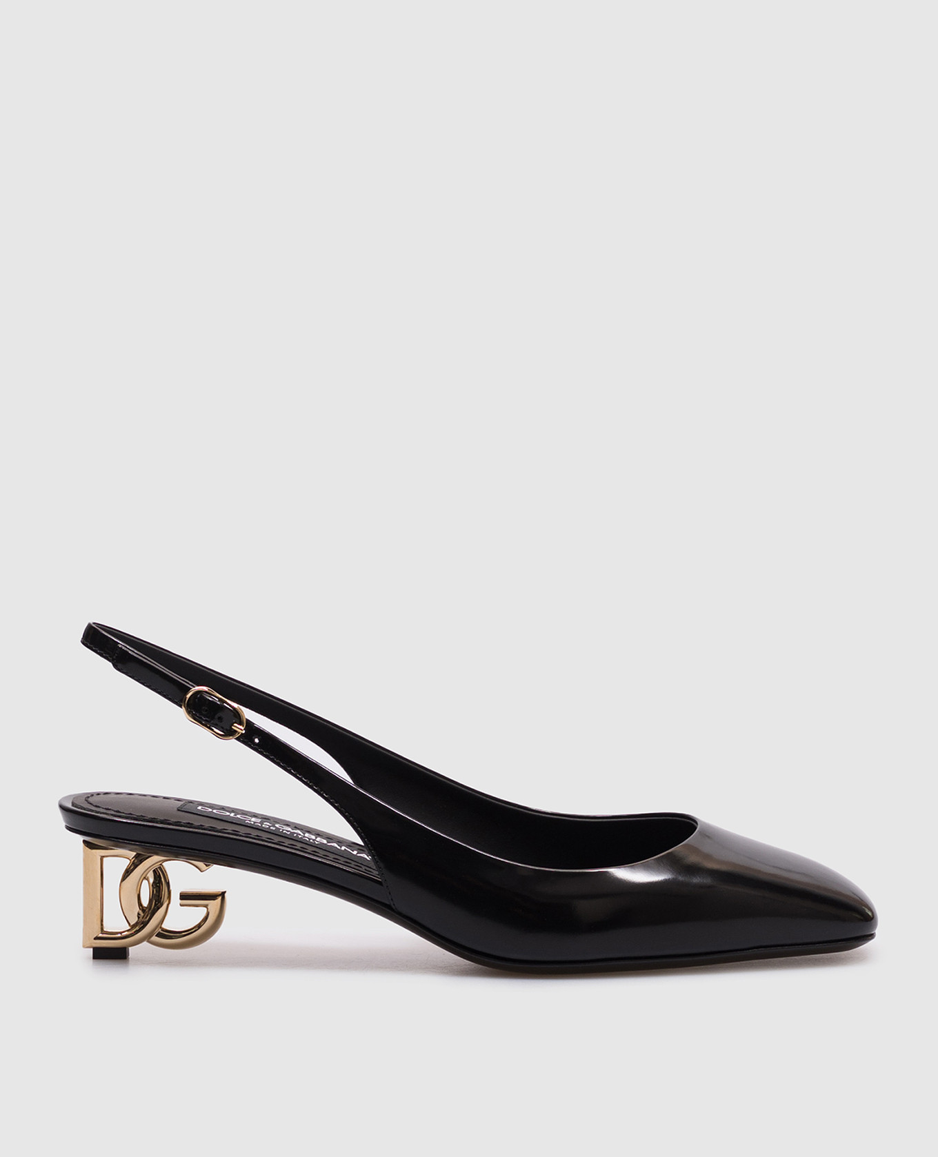 

Black leather glossy slingbacks with monogram logo Dolce&Gabbana