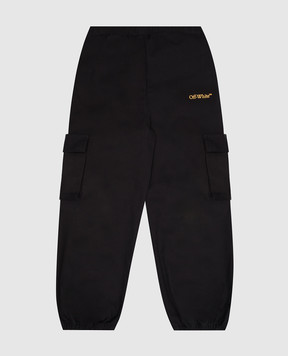 Off-White Kids' black joggers with logo print OBCF007S25FAB001