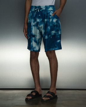 Jan Jan Van Essche Blue shorts made of silk in an abstract pattern SHORTS10SILK