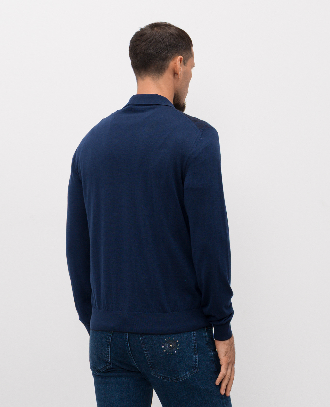 

Blue wool and cashmere polo shirt with zip Stefano Ricci