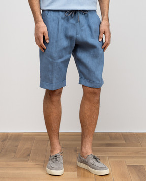 Cashmere&Whiskey Blue linen shorts 0255500195