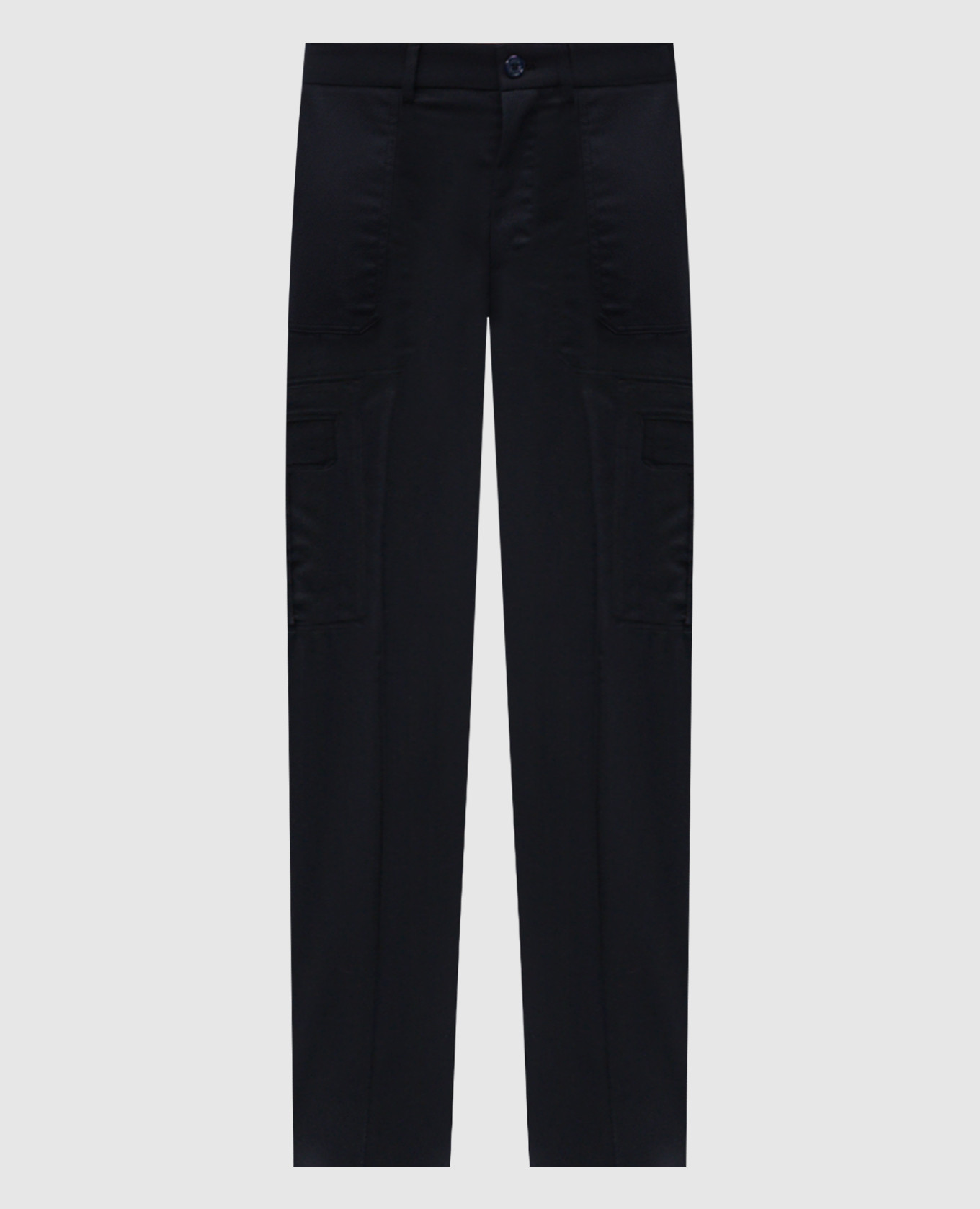 Blue wool cargo pants with logo Stefano Ricci
