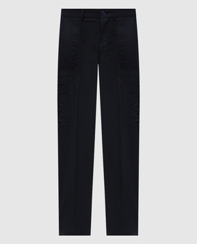 Stefano Ricci Blue wool cargo pants with logo M1T5300181W610